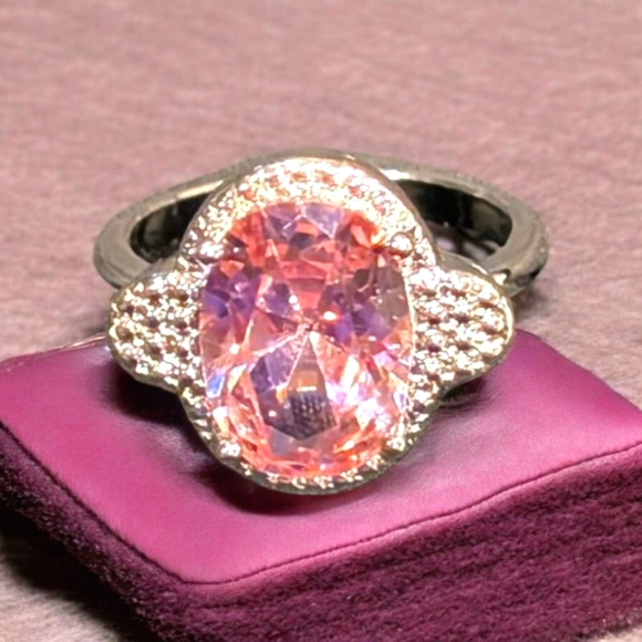 Pink & Silver Ring, Silver Plating - Picture 1 of 4